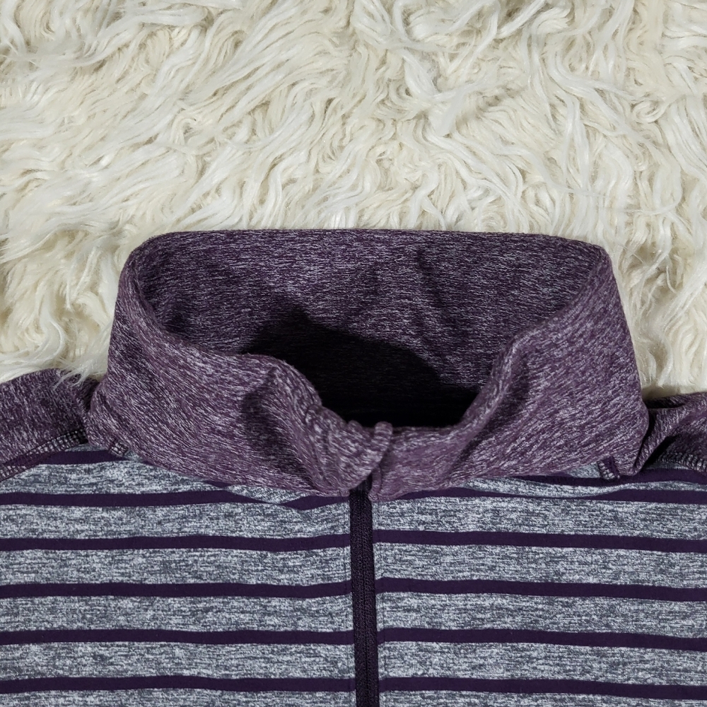 Lululemon Surge Warm 1/4 Zip Pullover Yachtie Stripe Heathered Grey Purple Large - Picture 7 of 16